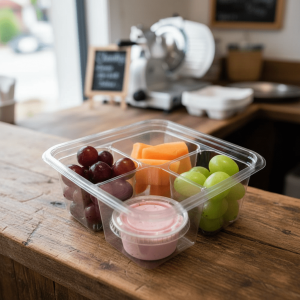 Square 4 Cell Take Out Container with inside fit lid clear – 200/case