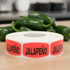 Jalapeño Label Stickers on Red Sticker with Black Print – 1000/roll
