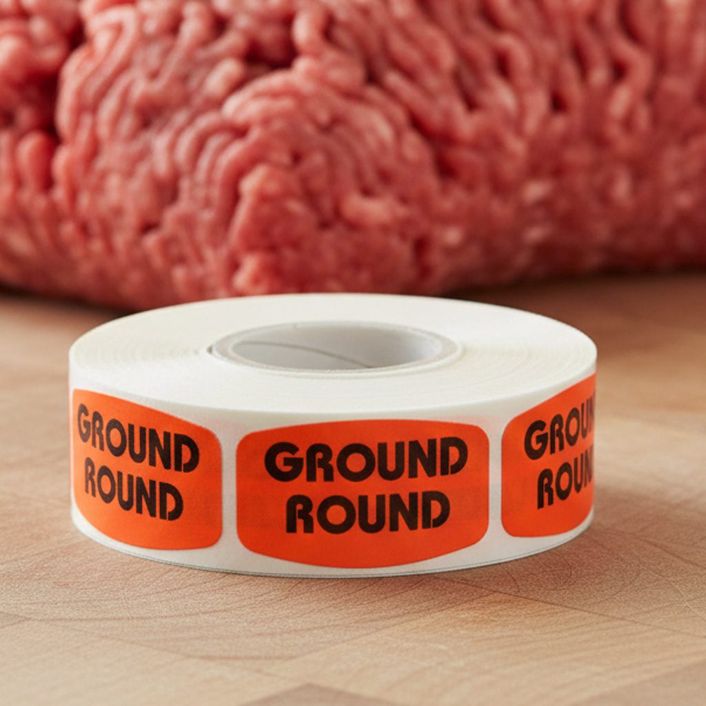 Ground Round Label Butcher Sticker – 1000/roll