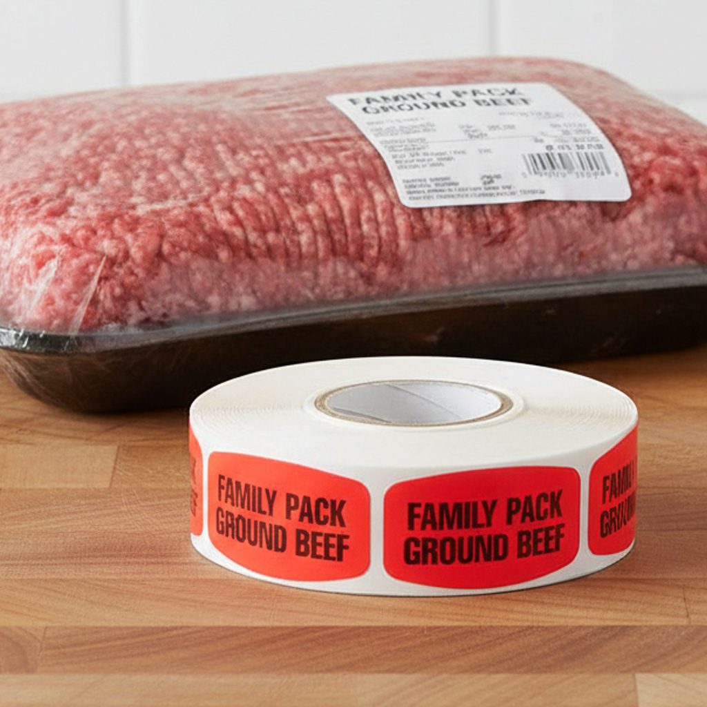 Family Pack Ground Beef Label Butcher Sticker – 1000/roll - Image 2