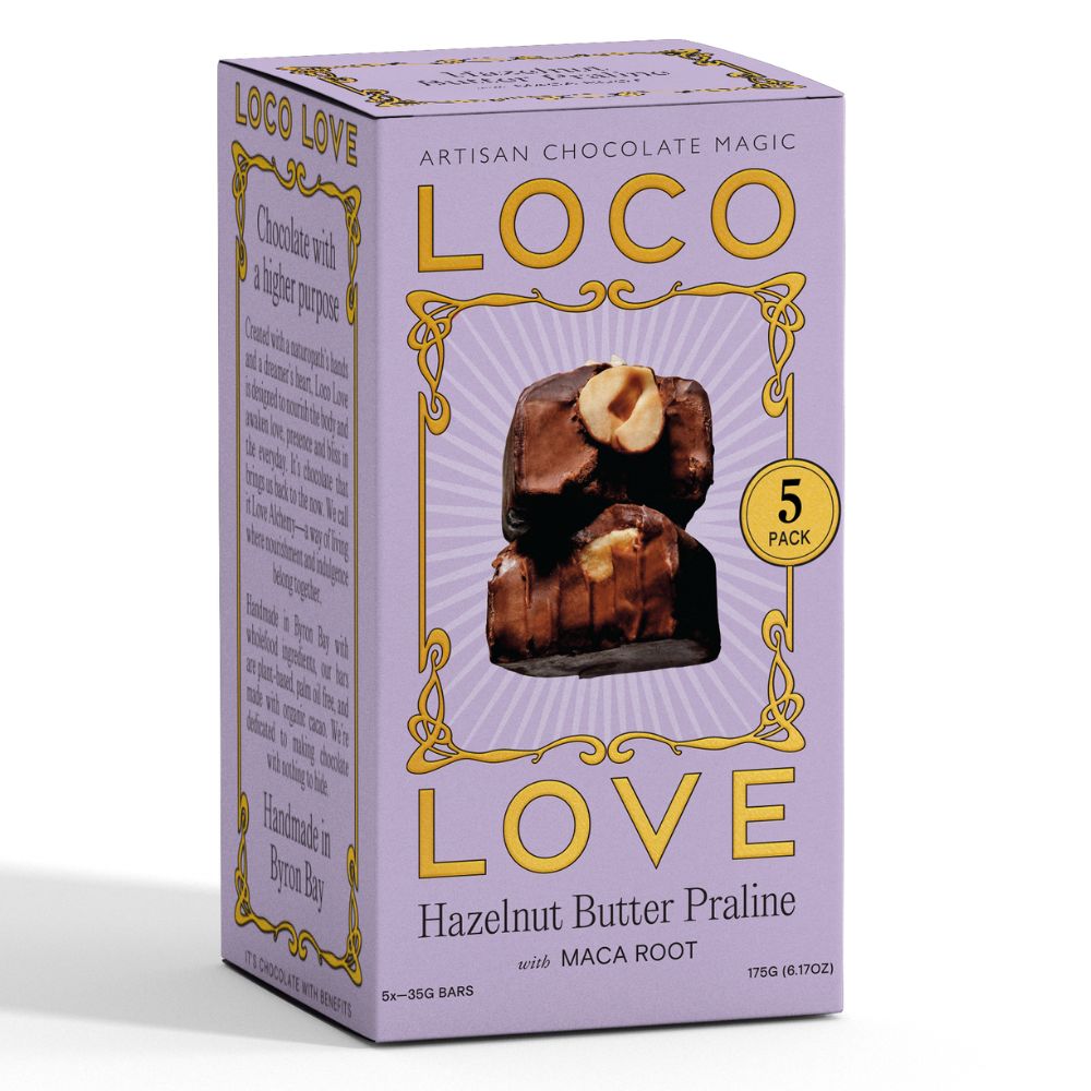 Loco Love Hazelnut Butter Praline Vegan Chocolate – 5 Pack 175g