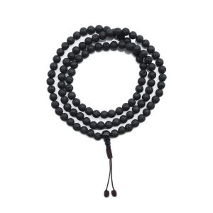 Mala necklace Lava stone 108 beads 9 mm